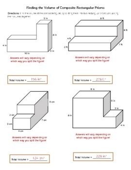 Volume Of Complex Prisms Printable Worksheets