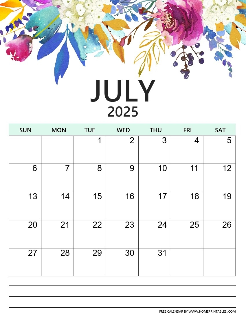 Floral Calendar Free Calendar 2025 Printable Kevyn Merilyn