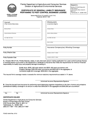 Florida Department Of Agriculture Printable Form