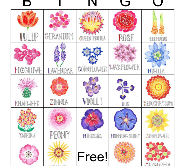 Flowers Bingo Card