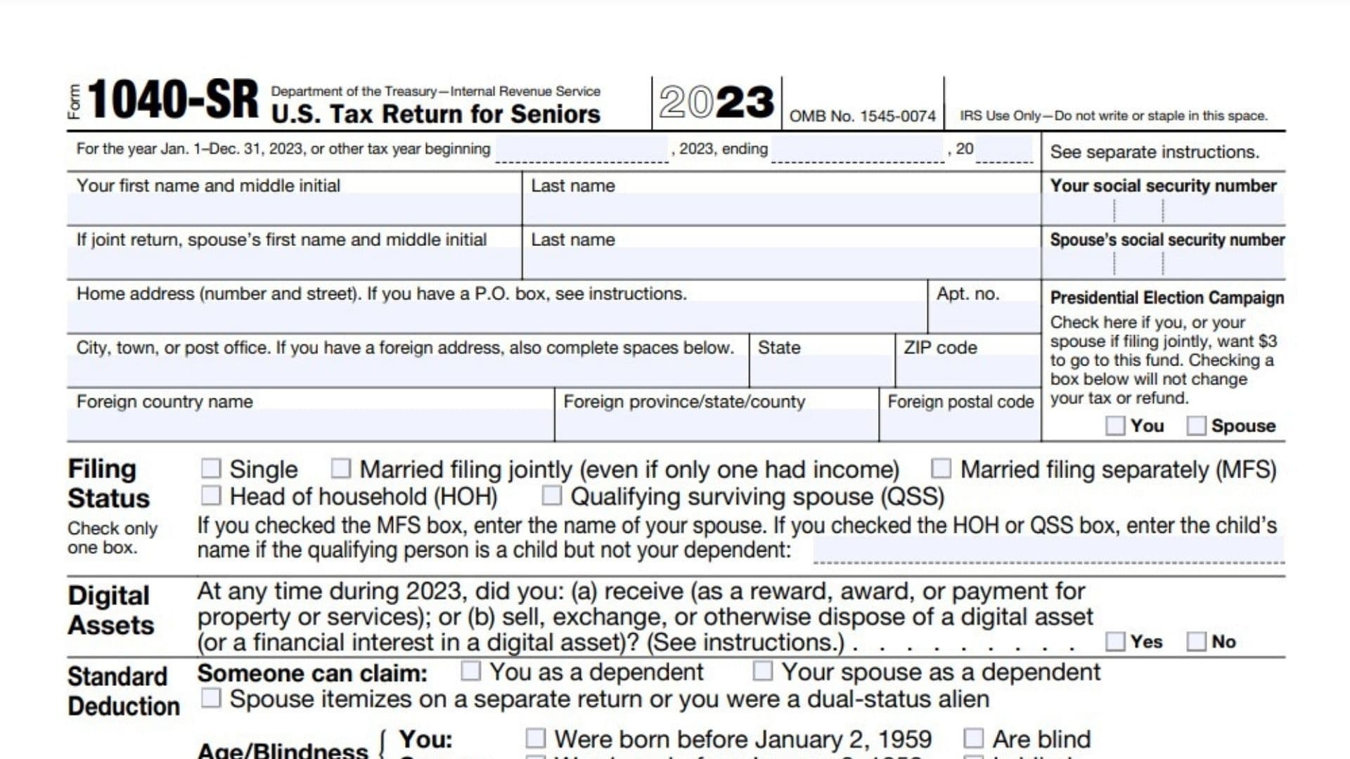 Form 1040 SR Instructions 2024 2025
