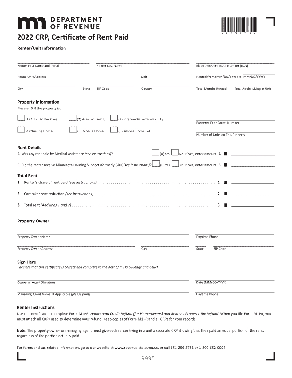 Form CRP 2022 Fill Out Sign Online And Download Fillable PDF 