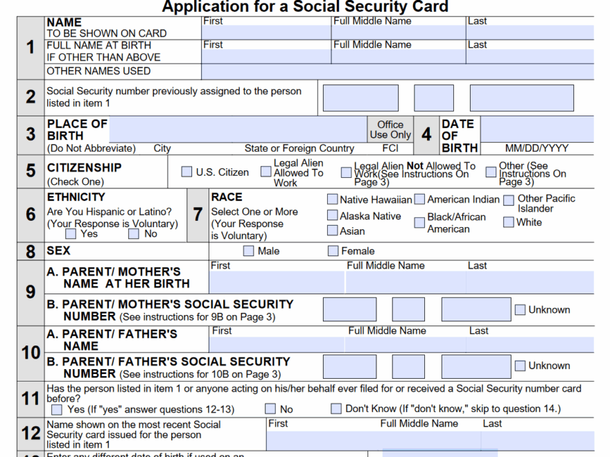 Form SS 5 Application For A Social Security Card Forms Docs 2023