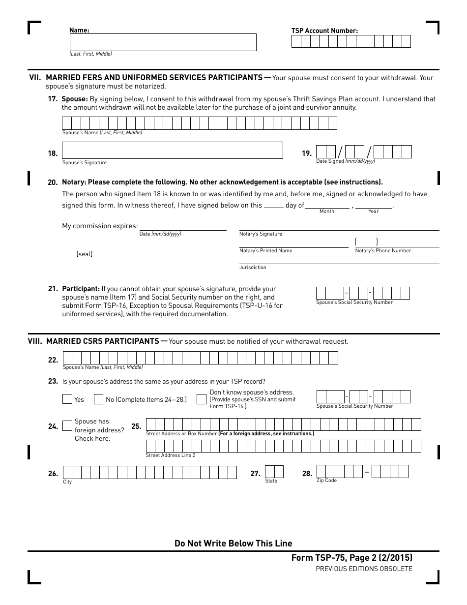 Form TSP 75 Fill Out Sign Online And Download Fillable PDF 