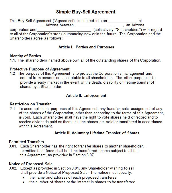 FREE 20 Sample Buy Sell Agreement Templates In PDF MS Word Google 