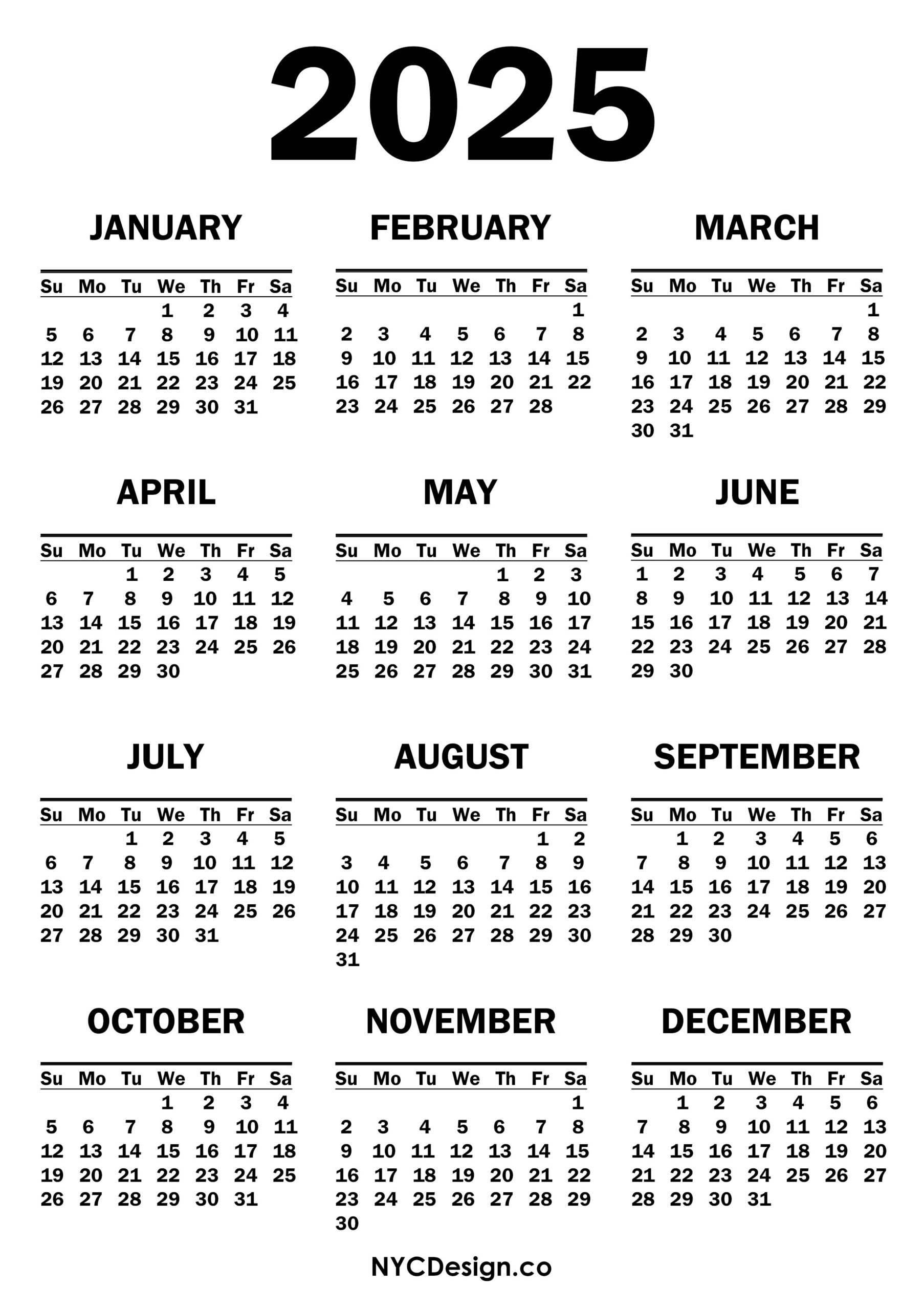 Free 2025 Calendars To Print With Holidays At Home J Lester Head