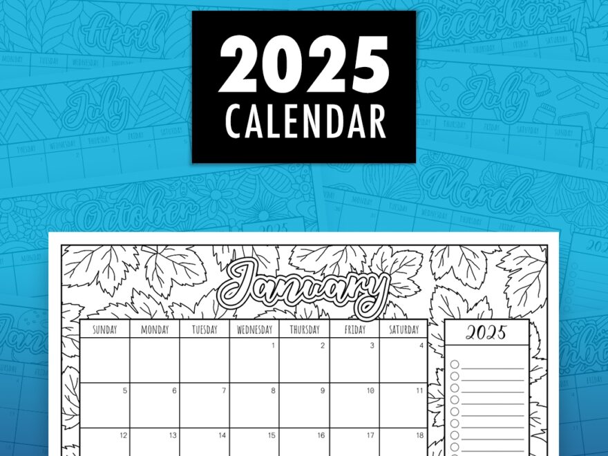 Free 2025 Printable Coloring Calendar By Sarah Renae Clark
