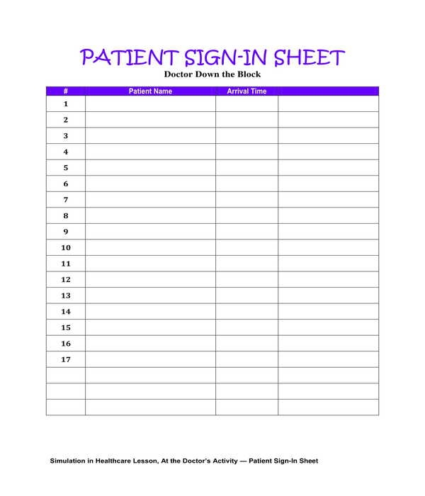 FREE 3 Patient Sign In Sheets In PDF MS Word