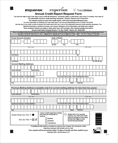 FREE 7 Sample Annual Credit Report Forms In MS Word PDF Pages