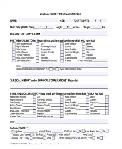 FREE 7 Sample Family Medical History Forms In MS Word PDF
