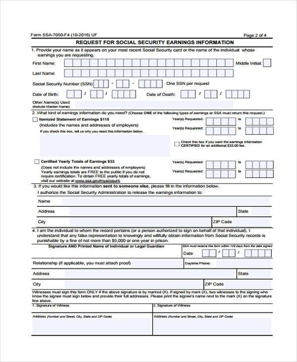 FREE 8 Sample Social Security Card Forms In PDF MS Word
