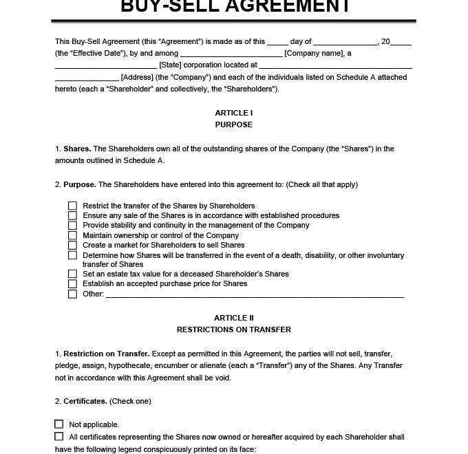 Free Buy Sell Buyout AgreementTemplate PDF Word
