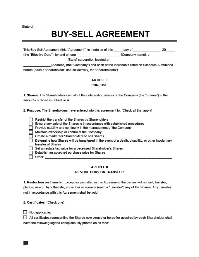 Free Buy Sell Buyout AgreementTemplate PDF Word