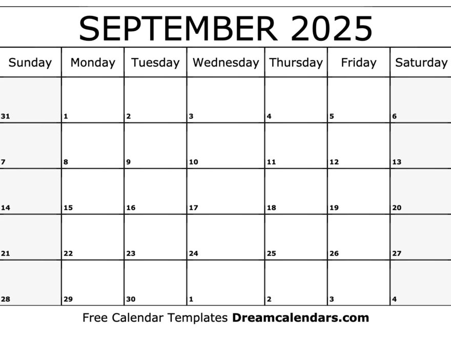 Free Calendar Printable 2025 September A Robby Hall