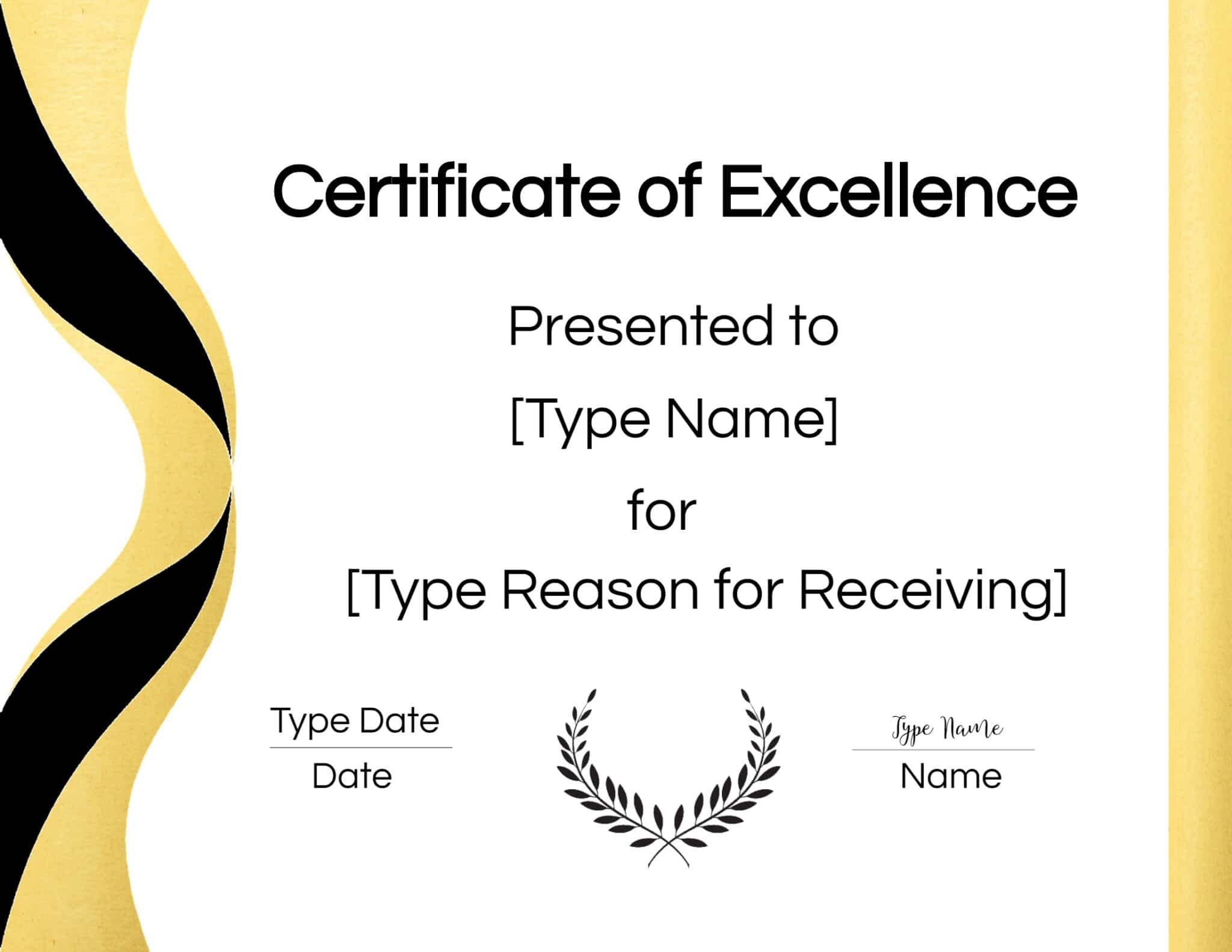 FREE Certificate Of Excellence Editable And Printable