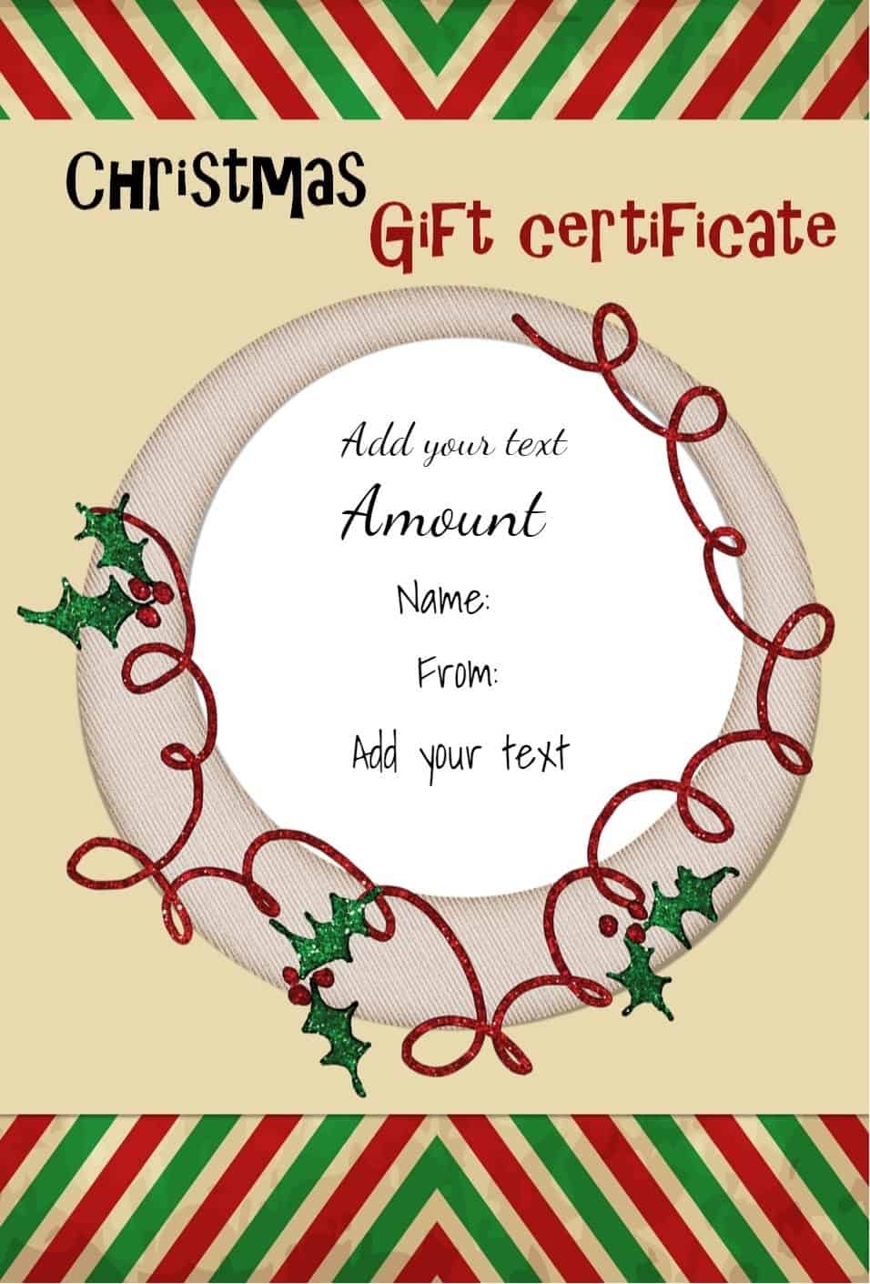 Printable Gift Certificate Template Christmas