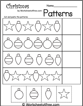 Free Christmas Patterns Worksheet Cut Paste Worksheets4Free