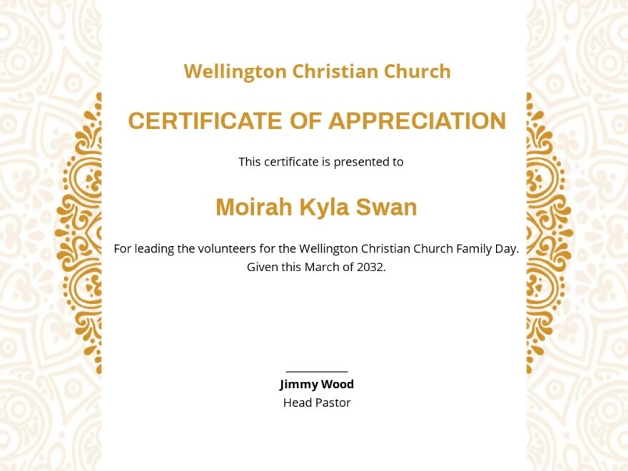 Free Church Certificate Templates Printable Templates