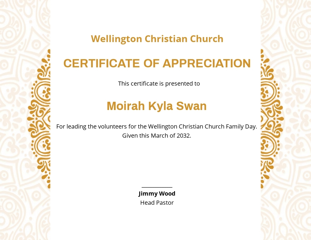Free Church Certificate Templates Printable Templates