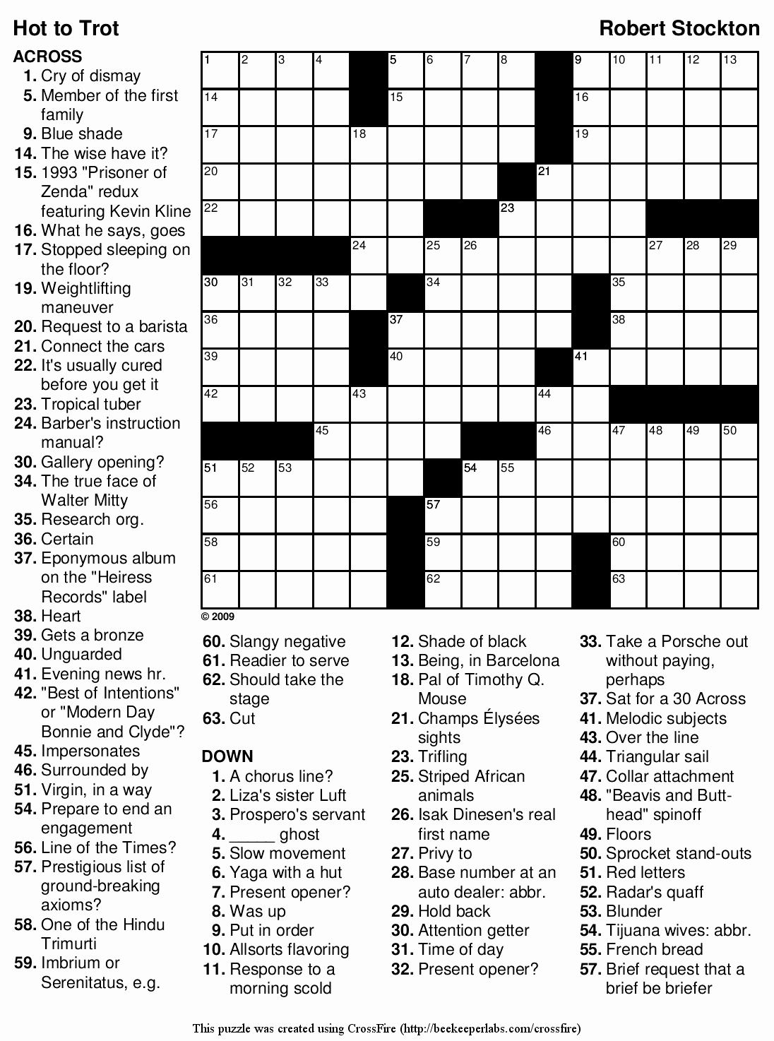 Free Daily Printable Crosswords 2025