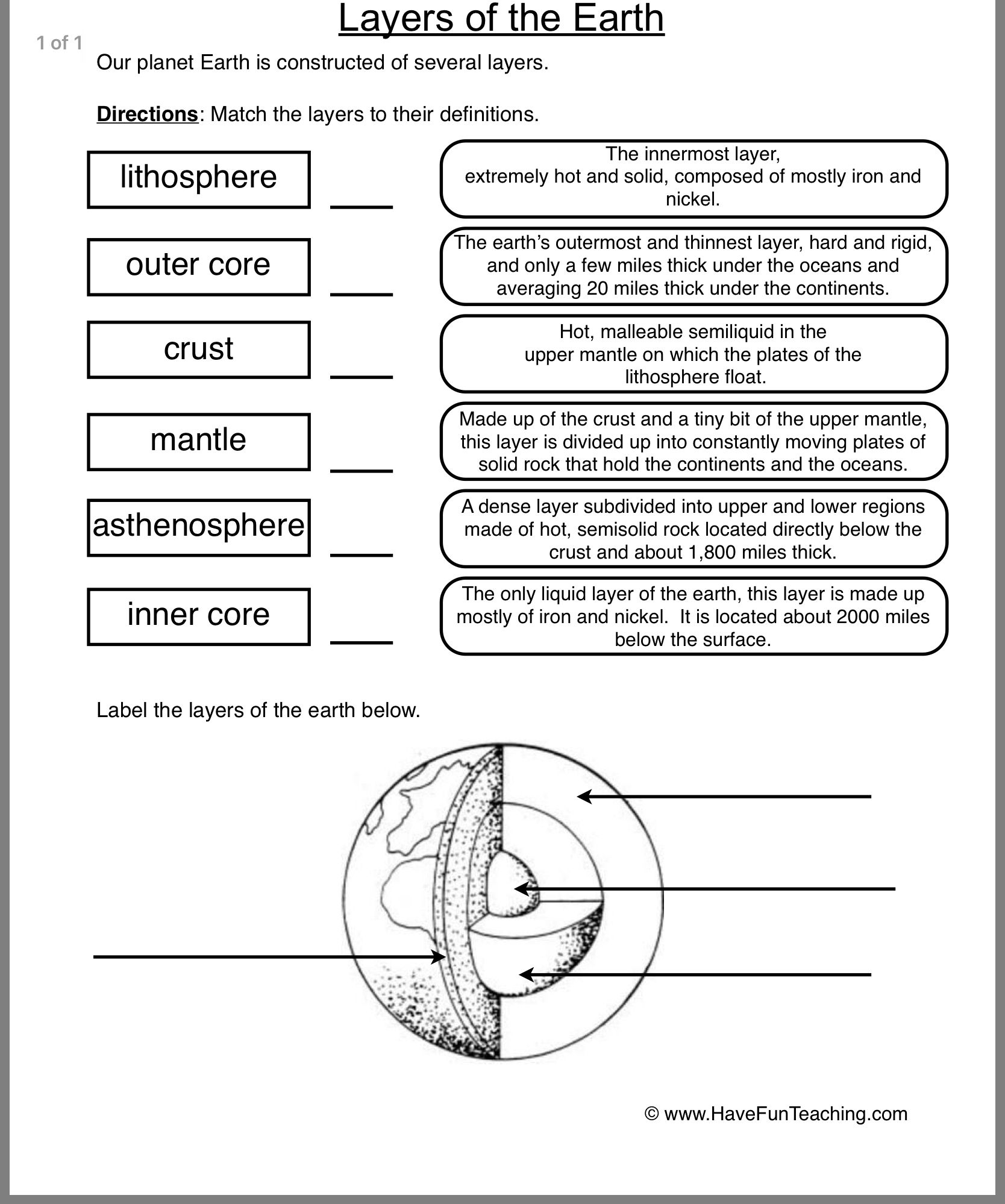 Free Earth Science Worksheet For 7th Grade Scienceworksheets