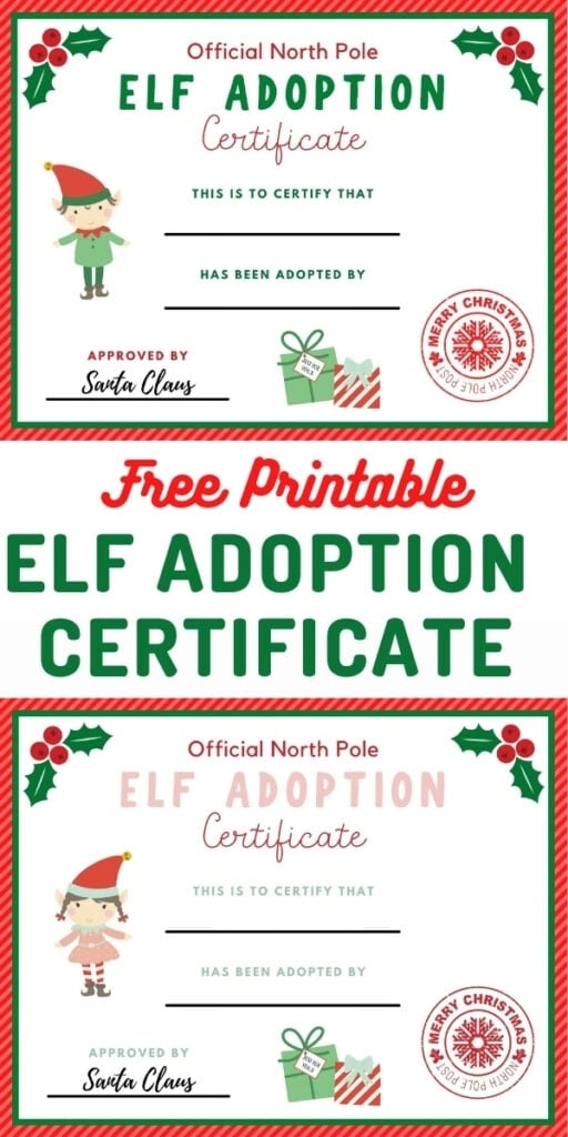 FREE Elf Adoption Certificate For Your Elf On The Shelf Make Life Lovely