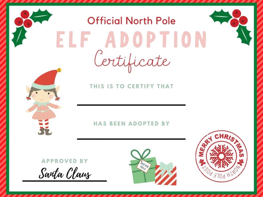 FREE Elf Adoption Certificate For Your Elf On The Shelf Make Life Lovely