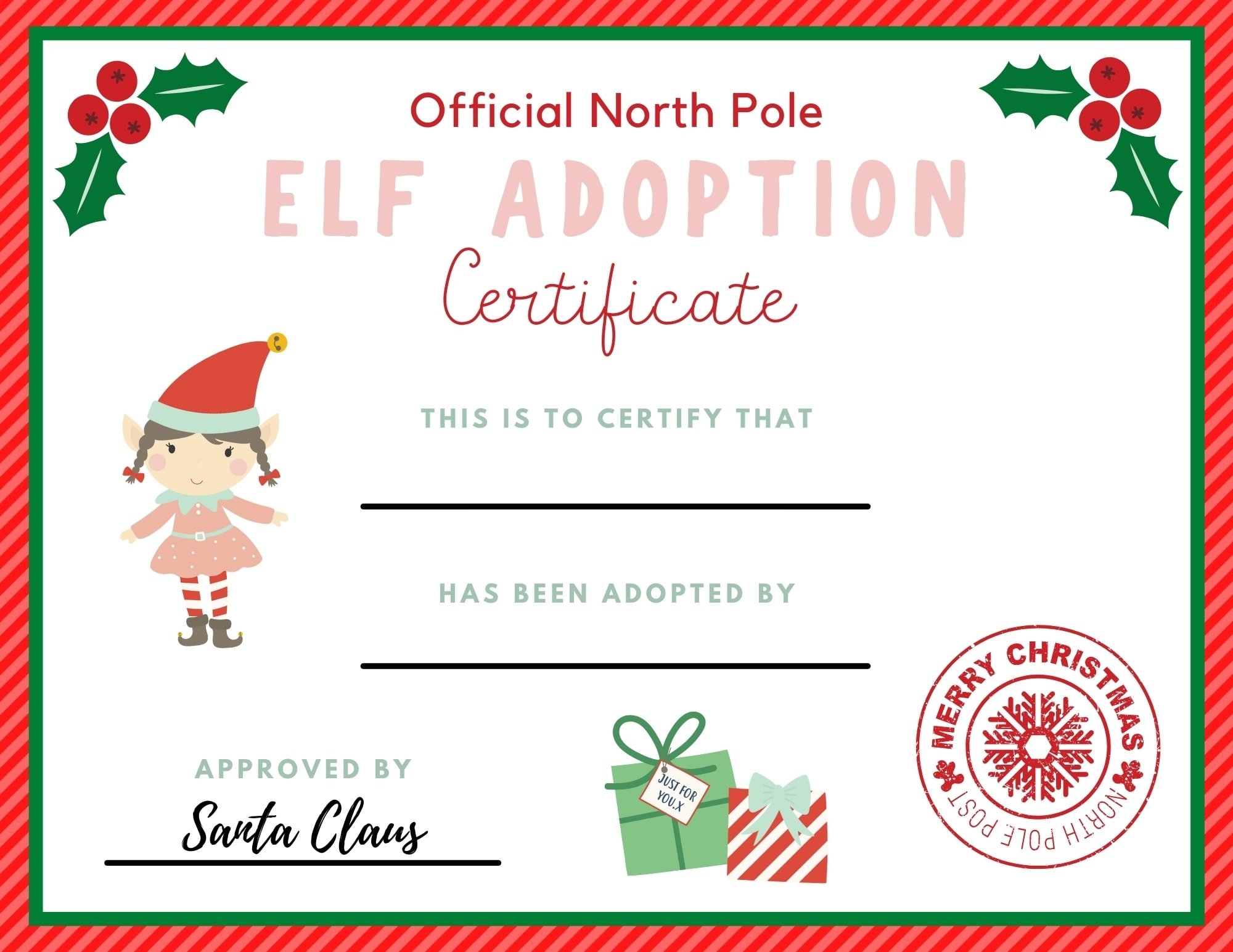 FREE Elf Adoption Certificate For Your Elf On The Shelf Make Life Lovely
