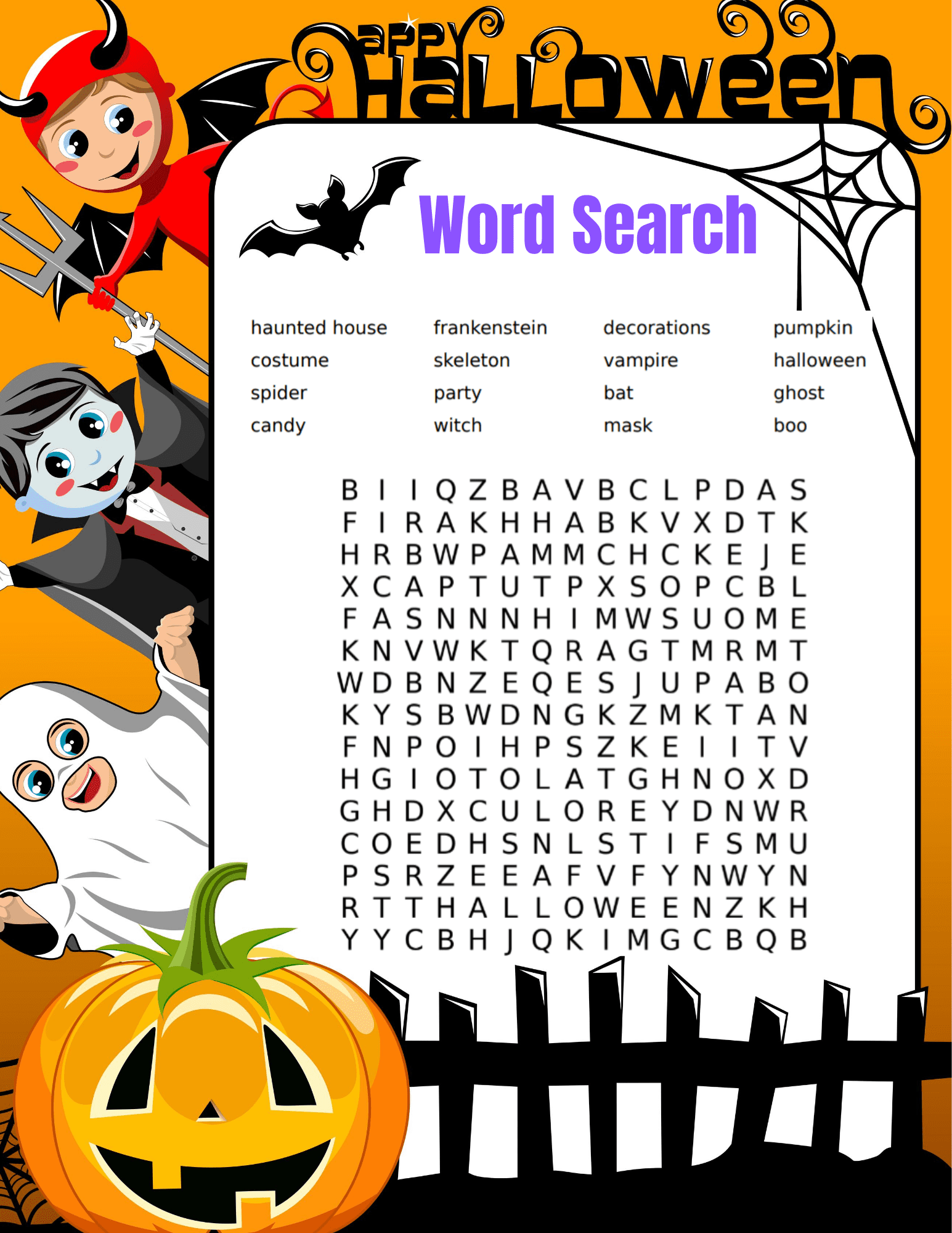 Halloween Crossword Word Search Printable