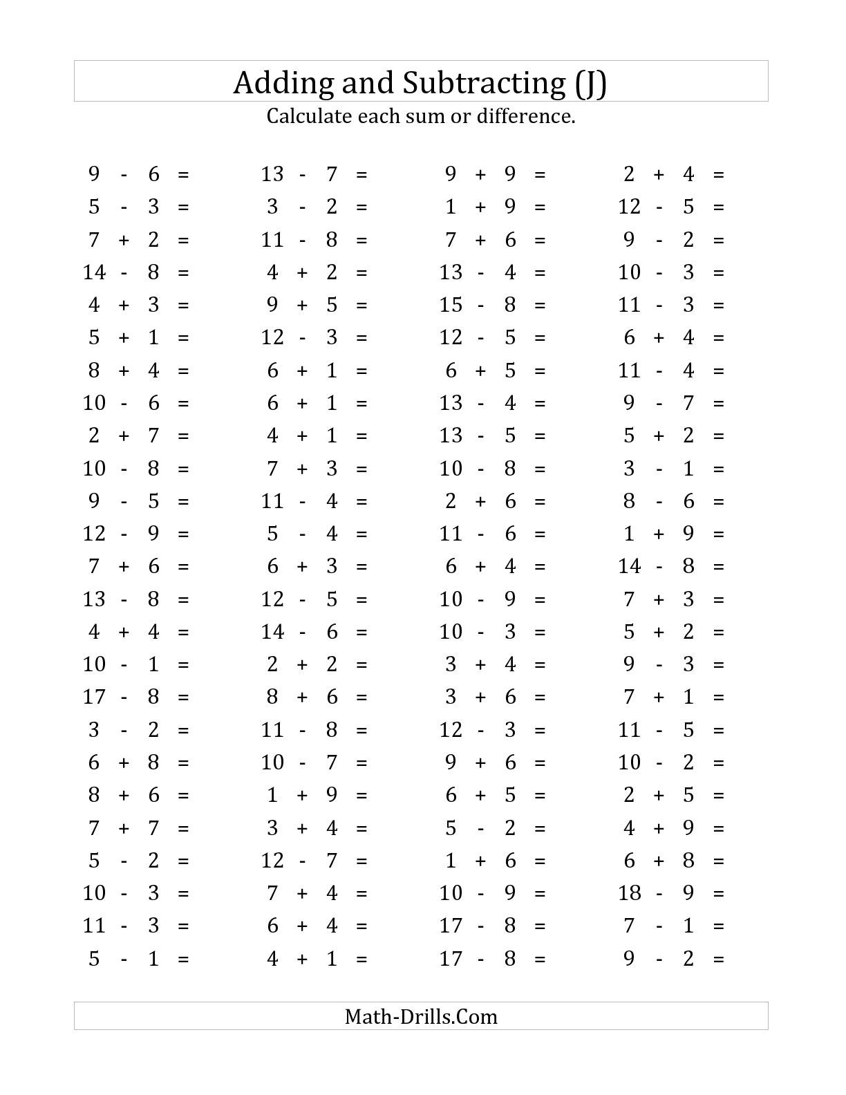 Math Facts Worksheets Printable Free