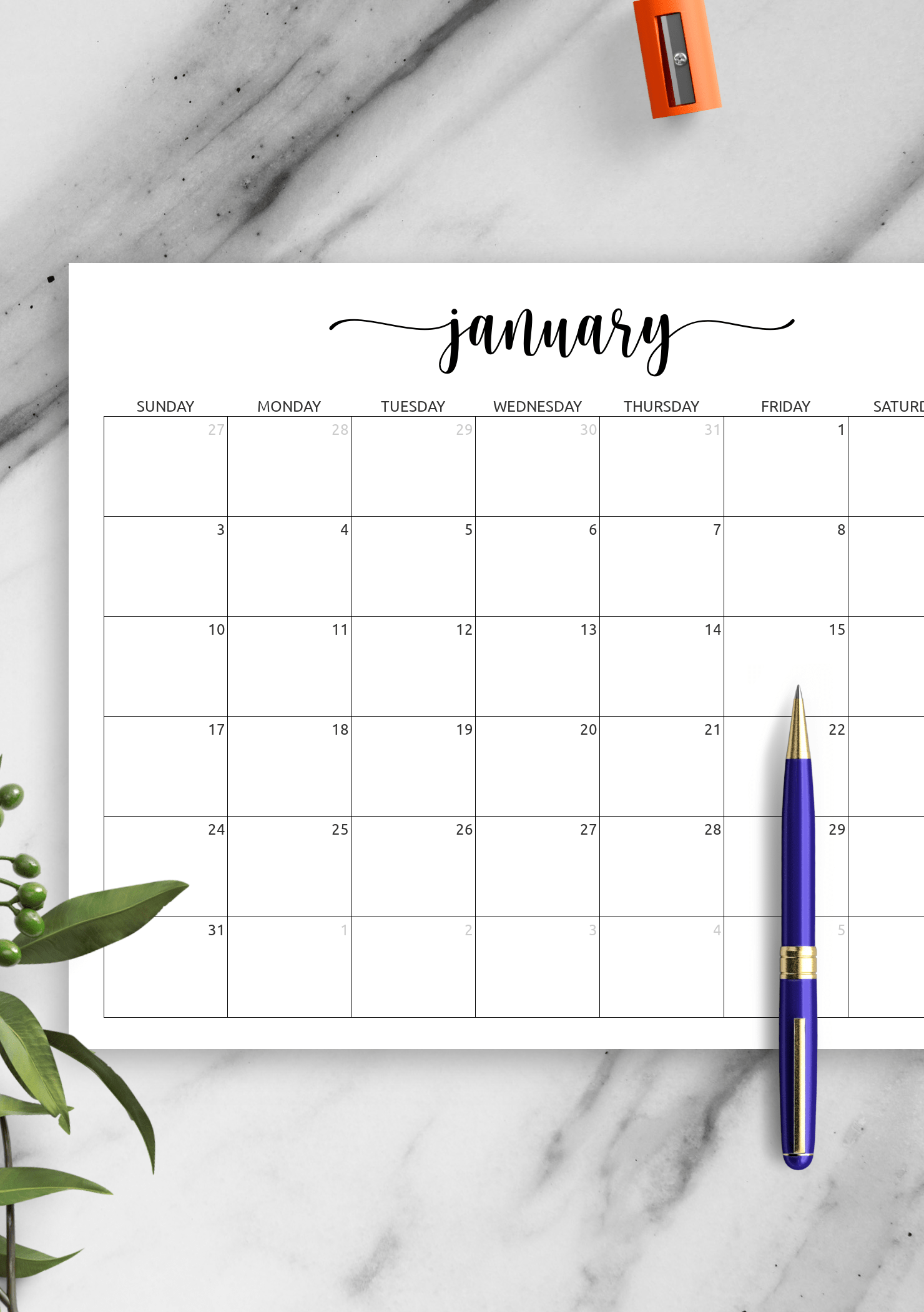 Free Monthly Printable Calendars Printable New Year Banners