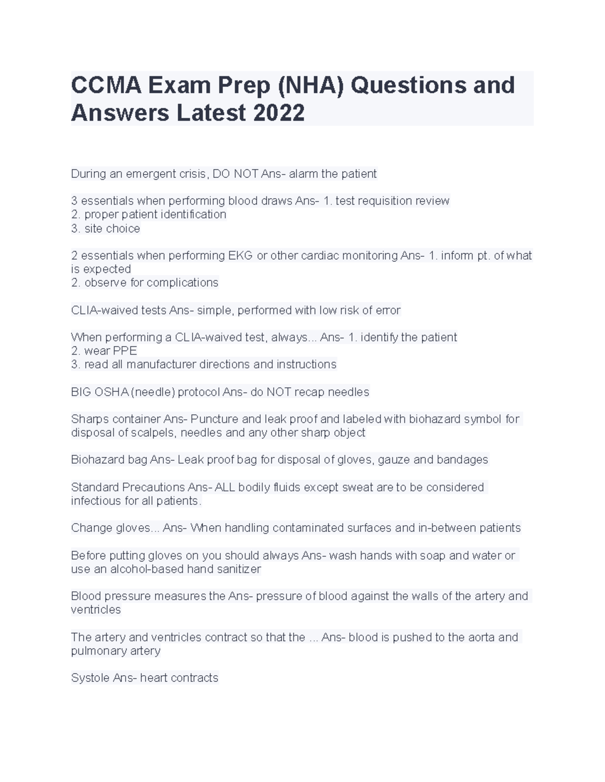 Free NHA CCMA Practice Test And A 2023 Prep Guide By IPREP 49 OFF