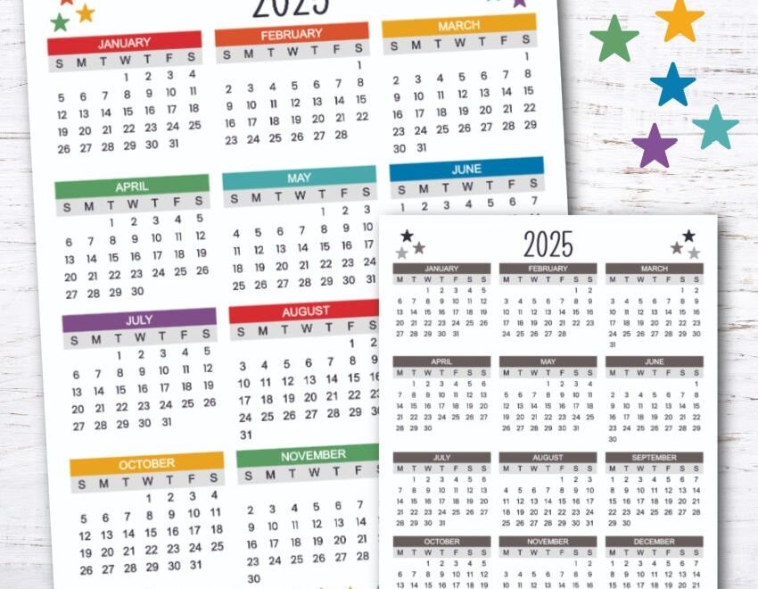 Free Printable 2025 Year At A Glance Krafty Planner