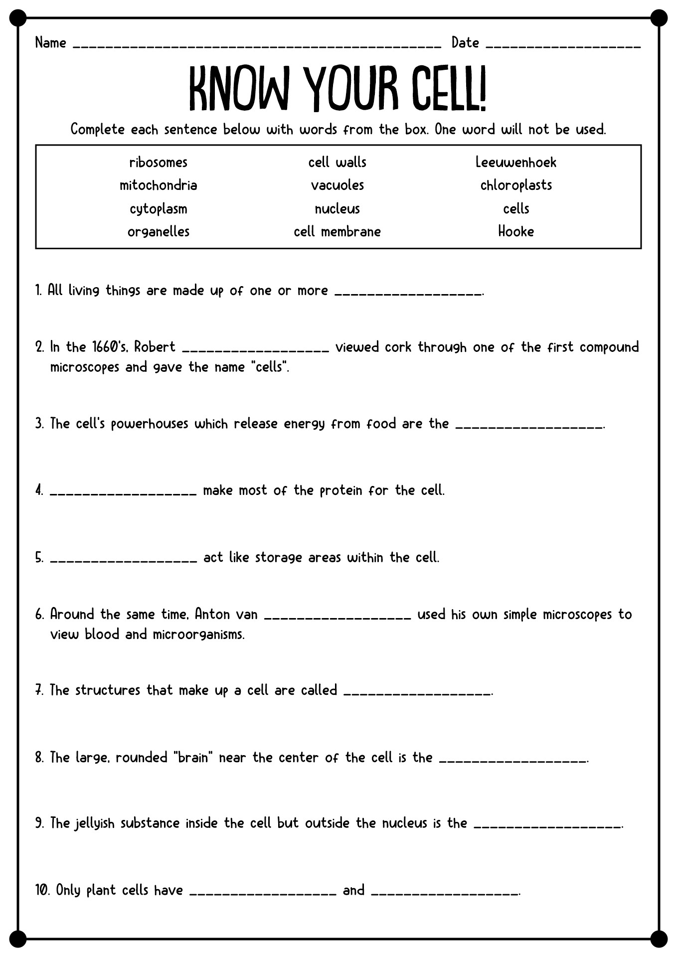 Free Printables Science Worksheets For 7th Graders