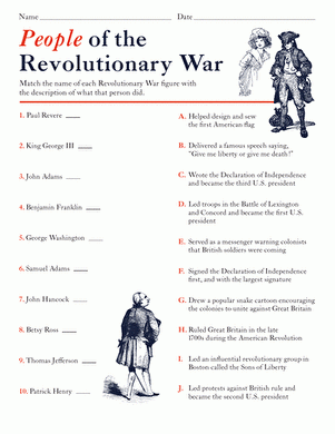 FREE Printable American Revolutionary War For Kids Reader Worksheets