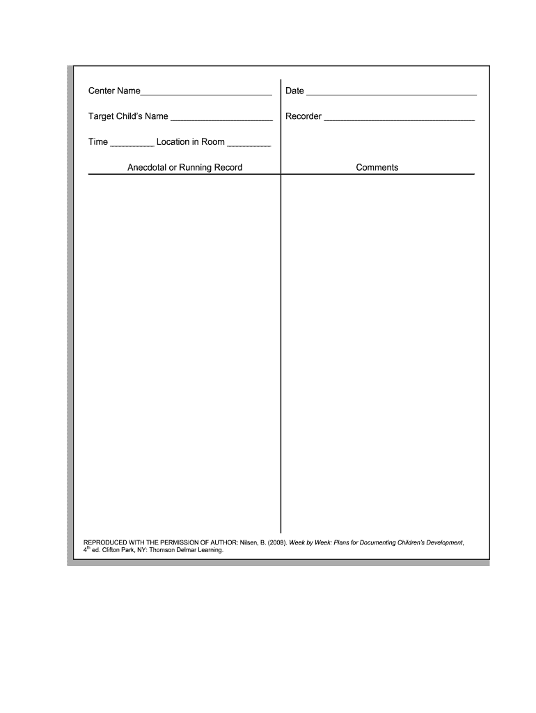 Free Printable Anecdotal Record Form Printable Templates Your Go To 