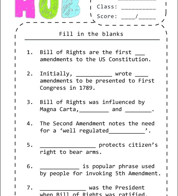 Free Printable Bill Of Rights Worksheets