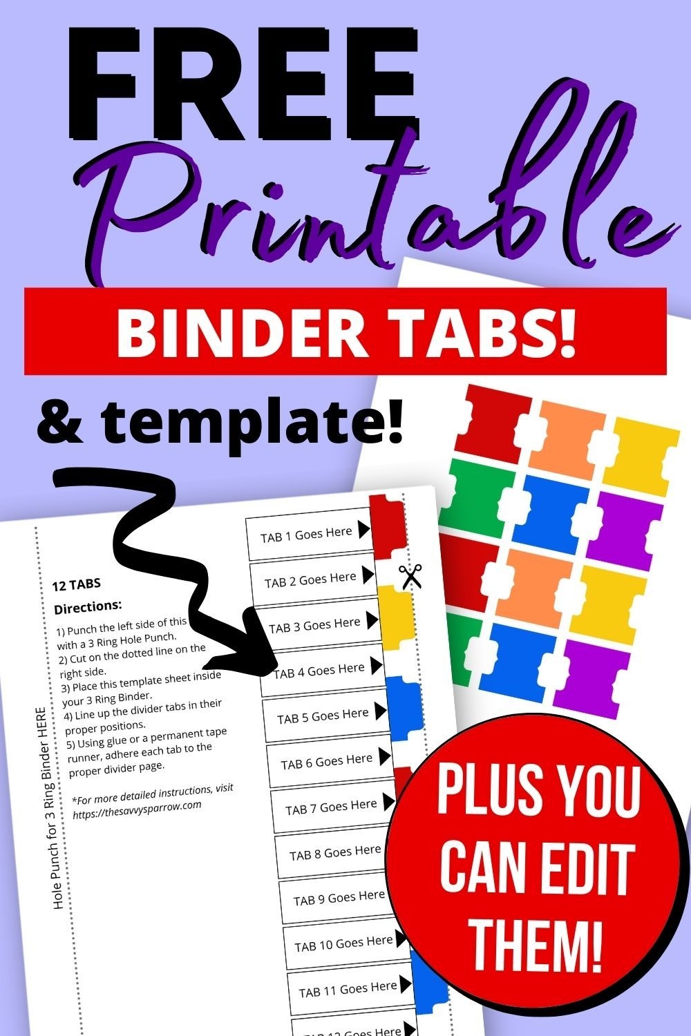 Free Printable Binder Tabs