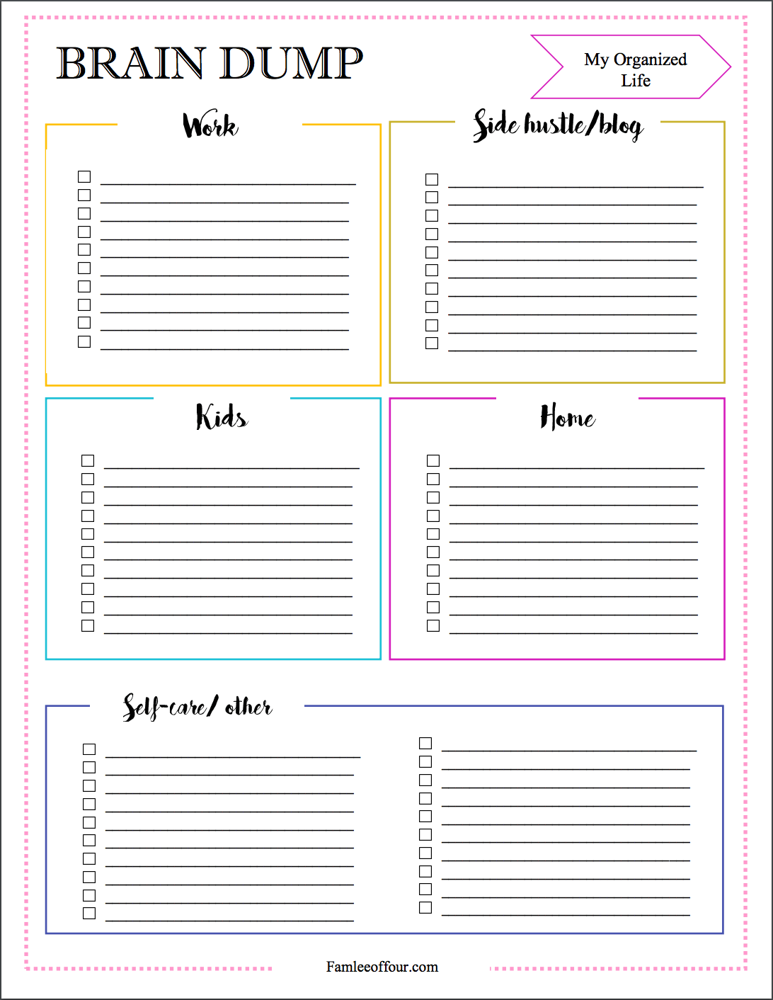 Brain Dump Free Printable Template