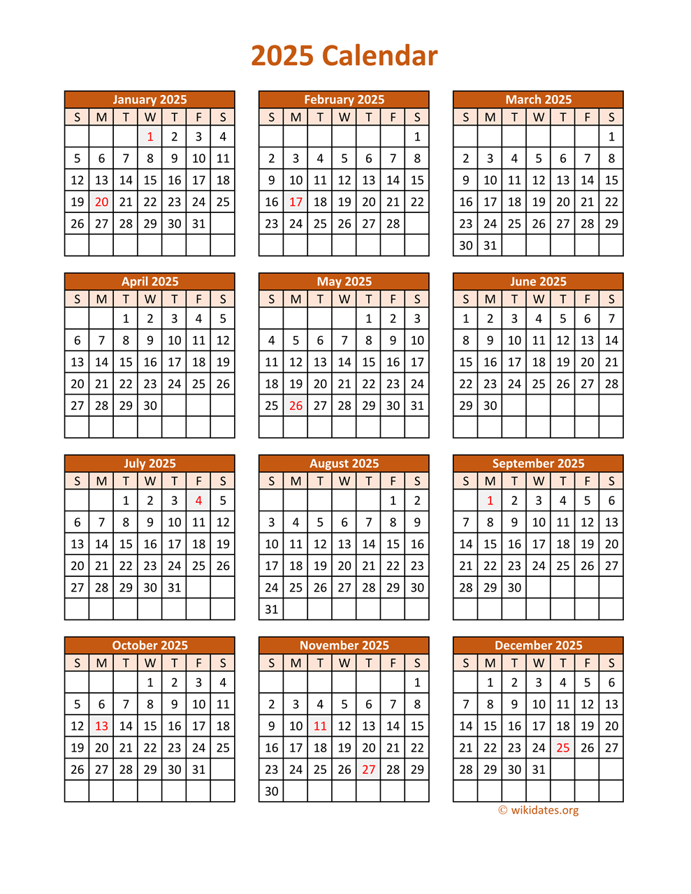 Free Printable Calendar 2025 Yearly One Pages 2025 Layla Zara