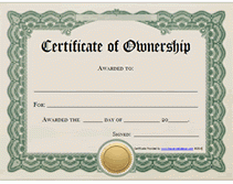Free Printable Certificates Of Ownership Form Templates