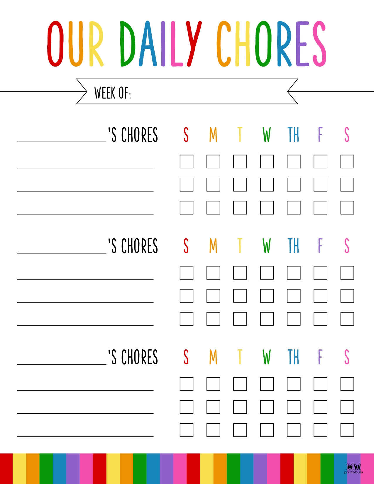 Free Printable Chore Charts For Multiple Kids