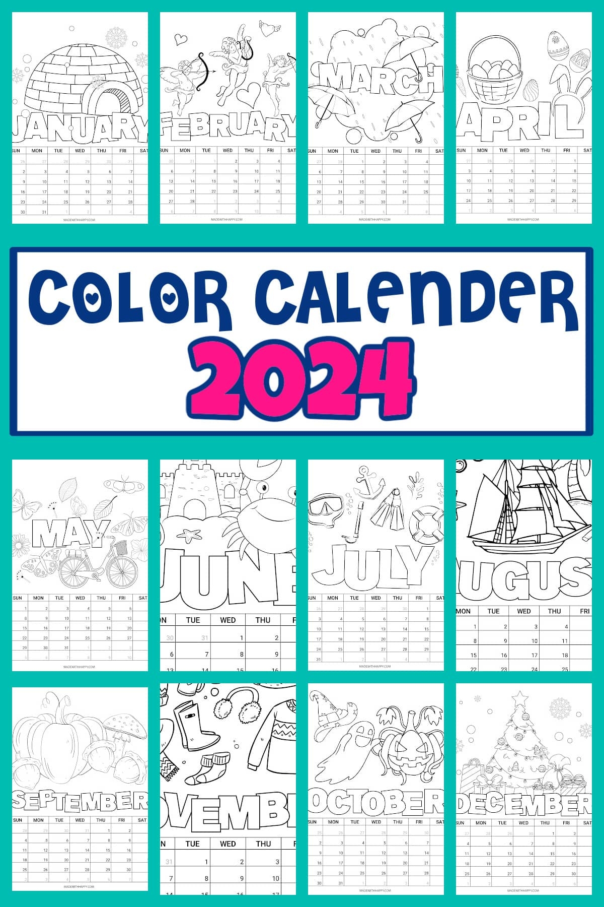 Calendar Templates Free Printable Coloring Calendar 2025