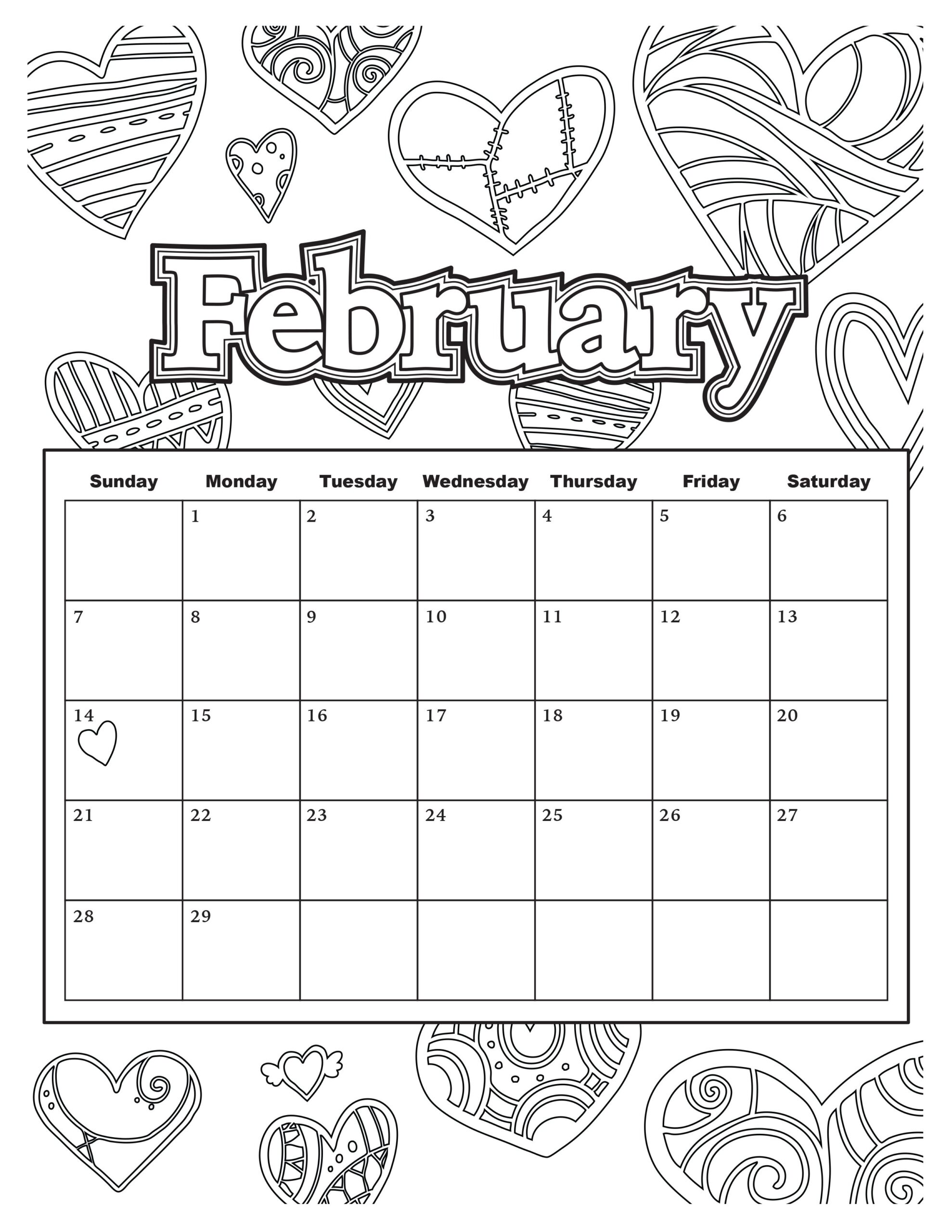 Printable 2025 Calendar Kids Coloring Pages