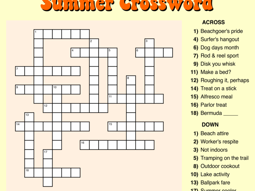 Free Printable Crossword Puzzles Easy Printable Summer Activities