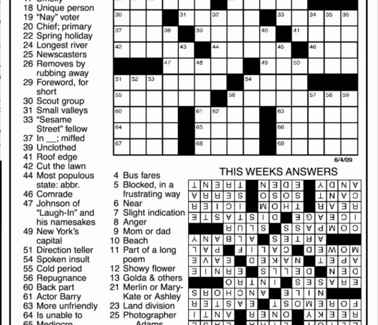 Free Printable Daily Crossword Puzzle Customize And Print