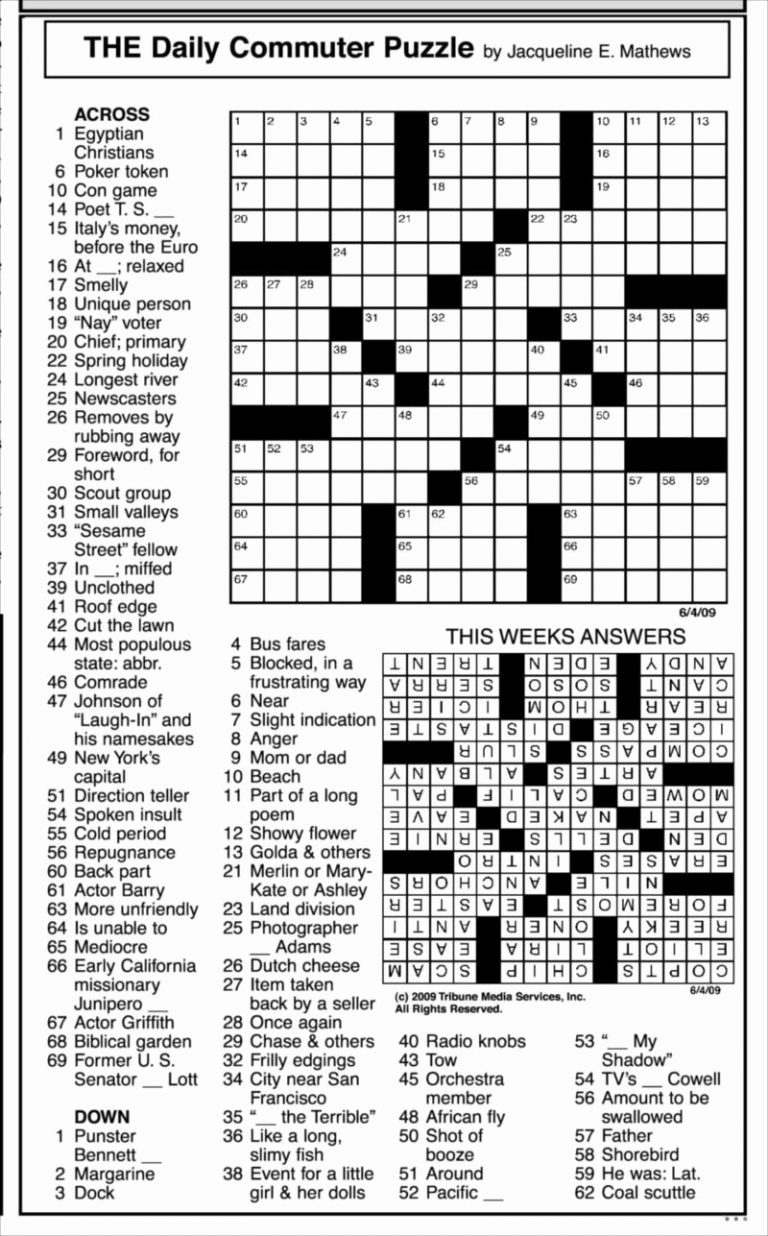 Free Printable Daily Crossword Puzzle Customize And Print