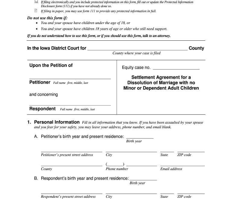 Free Printable Divorce Papers Iowa Fill Out Sign Online DocHub