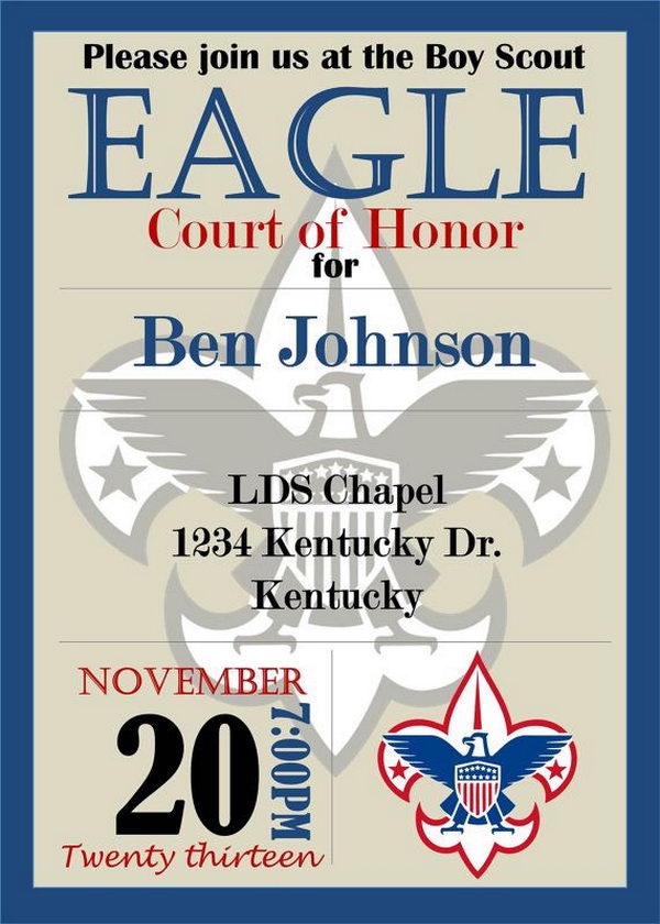 Free Printable Eagle Scout Court Of Honor Invitations Free Templates 