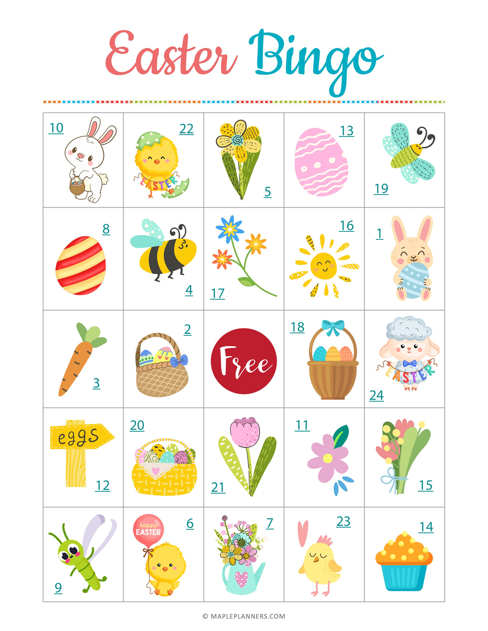 Free Printable Easter Bingo Cards For Kids